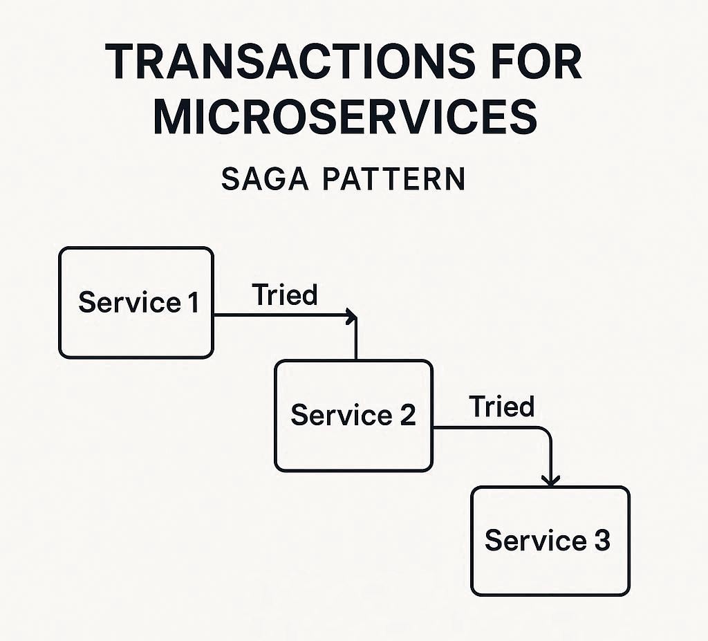 How to handle the lack of transactions across microservices using the Saga pattern